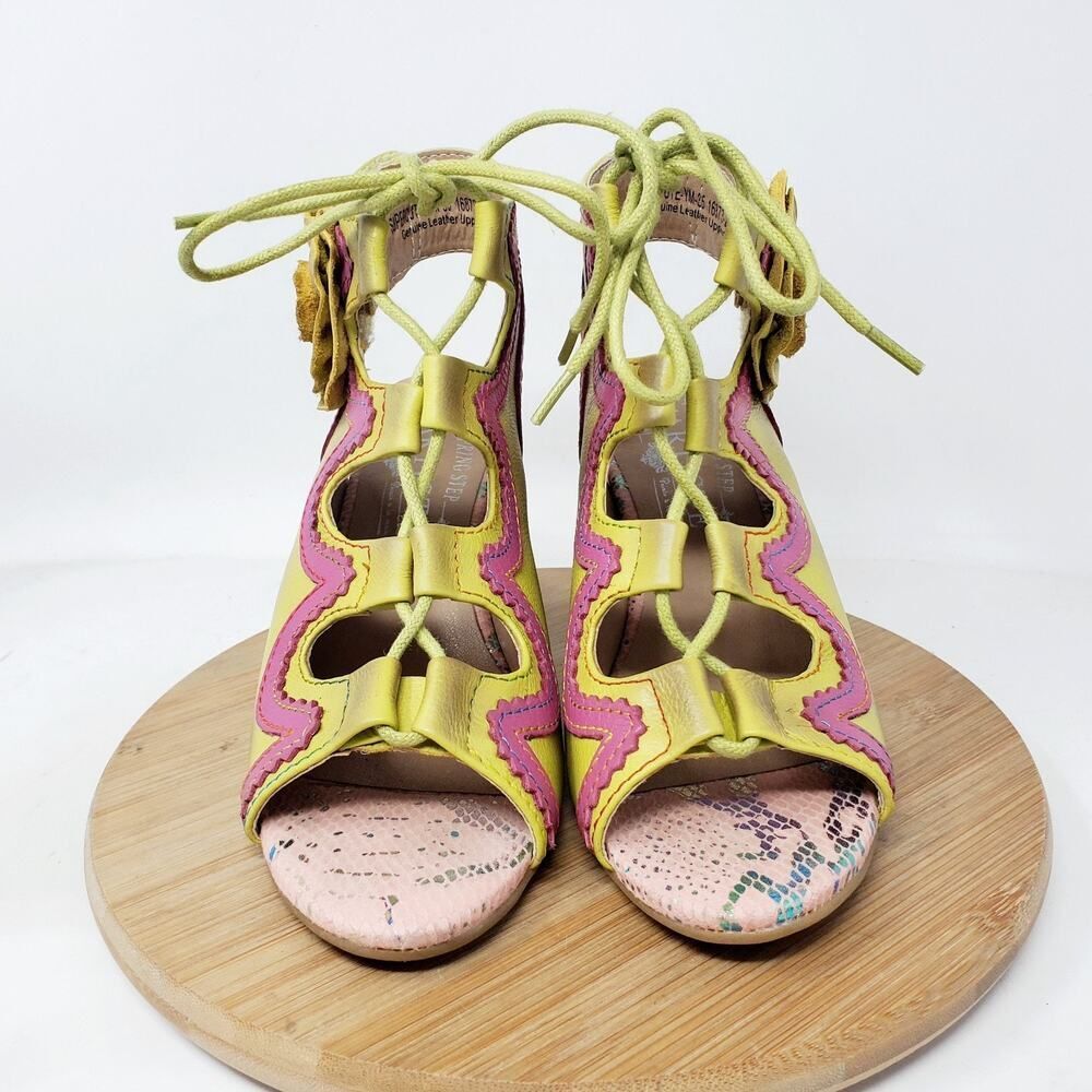 L'Artiste Shoes Womens 35 Supercute Colorful Flower Lace Up Fishtail Heel Sandal - Picture 3 of 13